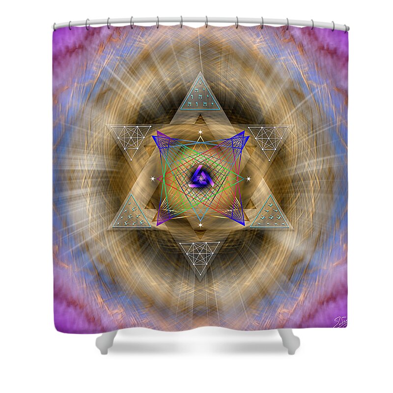 Endre Shower Curtain featuring the digital art Sacred Geomtry 782 by Endre Balogh