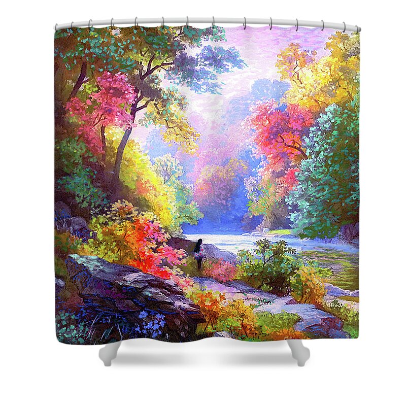 Meditation Shower Curtain featuring the painting Sacred Landscape Meditation by Jane Small
