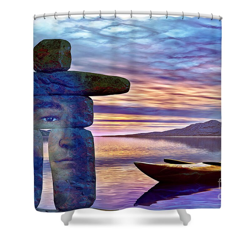 Sacred Stone Shower Curtain featuring the digital art Sacred Stone X by Shadowlea Is