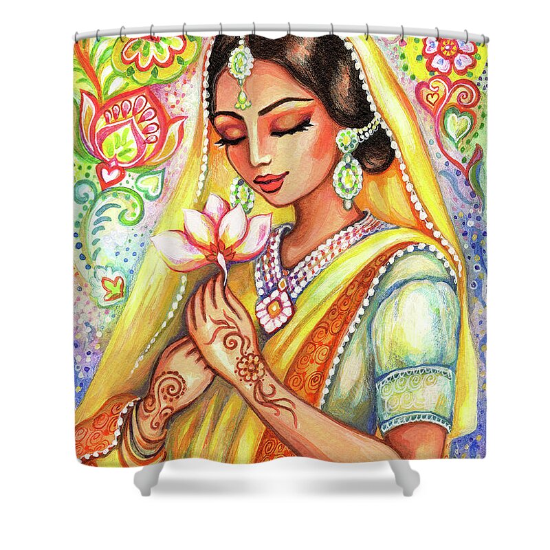 Praying Woman Shower Curtain featuring the painting Sacred Wish by Eva Campbell
