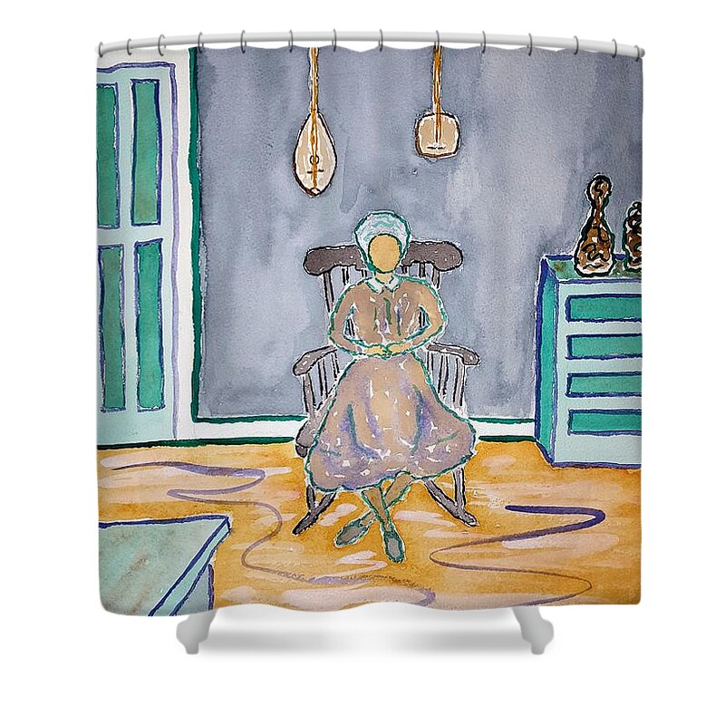 Watercolor Shower Curtain featuring the painting Sadie Jones by John Klobucher