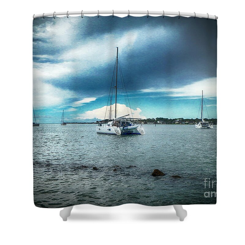 Sailboats Shower Curtain featuring the photograph Safe Harbor by Judy Hall-Folde
