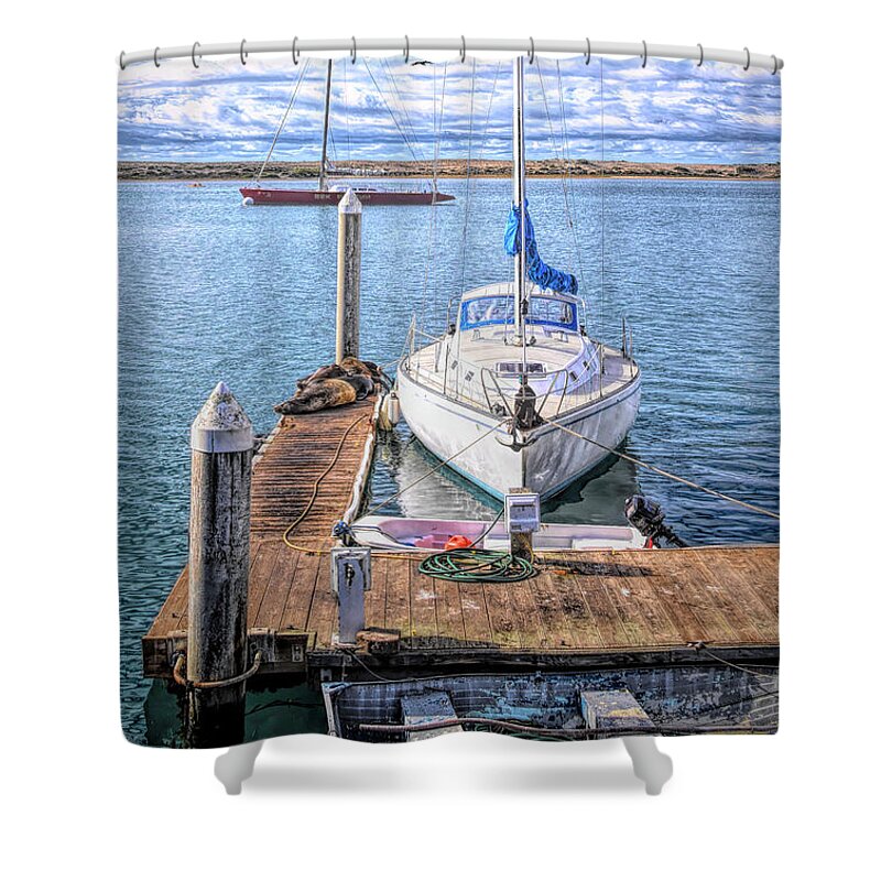 Sailboat Shower Curtain featuring the photograph Sailboat and Rowboat 2 Detail by Floyd Snyder