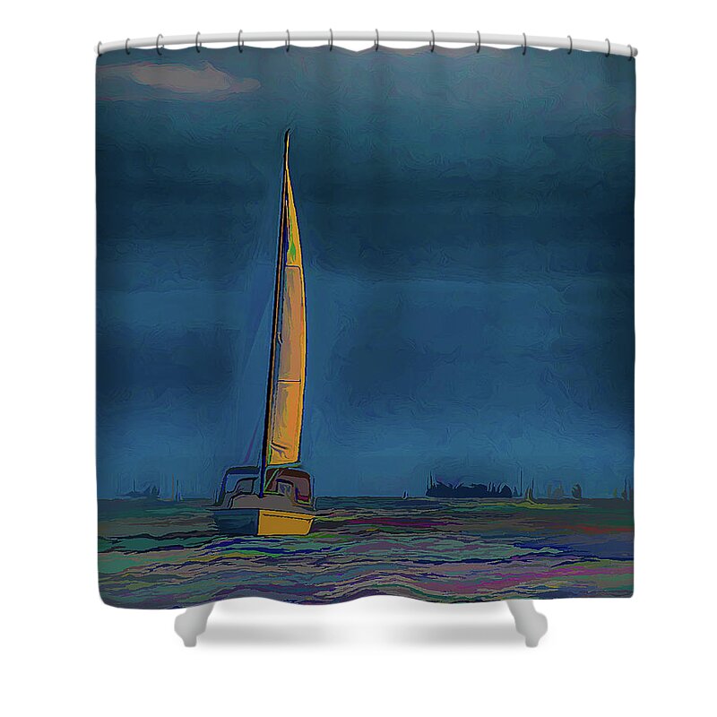 Yacht Shower Curtain featuring the photograph Sailboat in Acrylic by Alan Goldberg