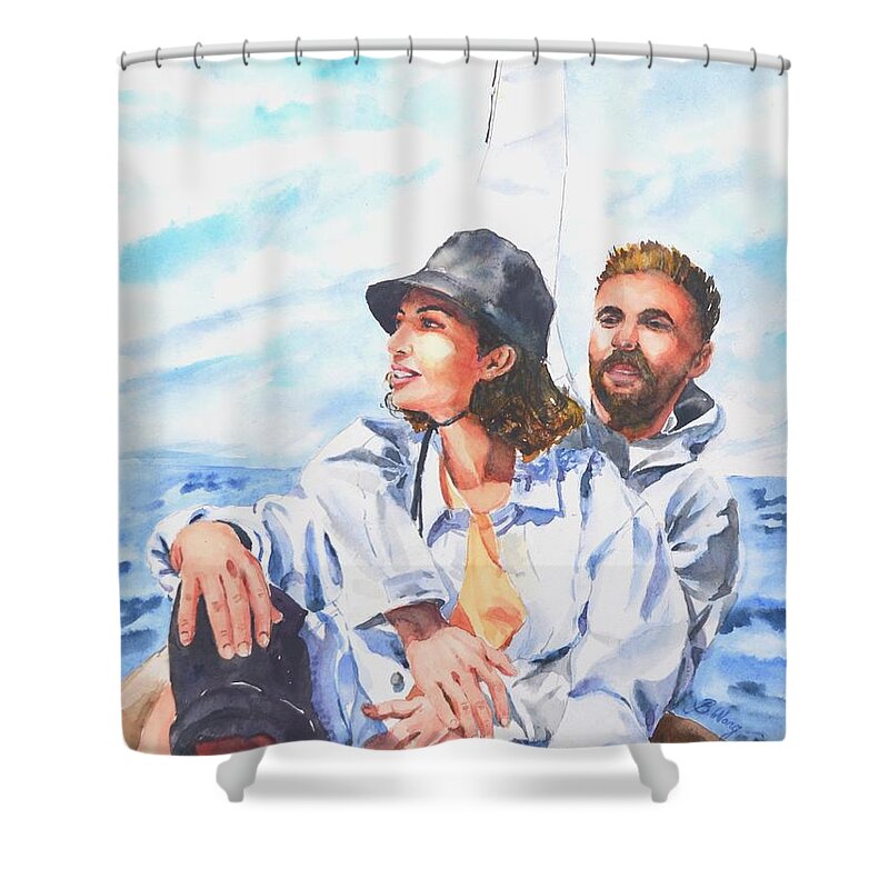 Sailing Shower Curtain featuring the painting Sailing fun by Betty M M Wong
