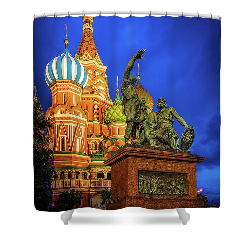 City Shower Curtain featuring the digital art Saint Basil's Cathedral by Kevin McClish