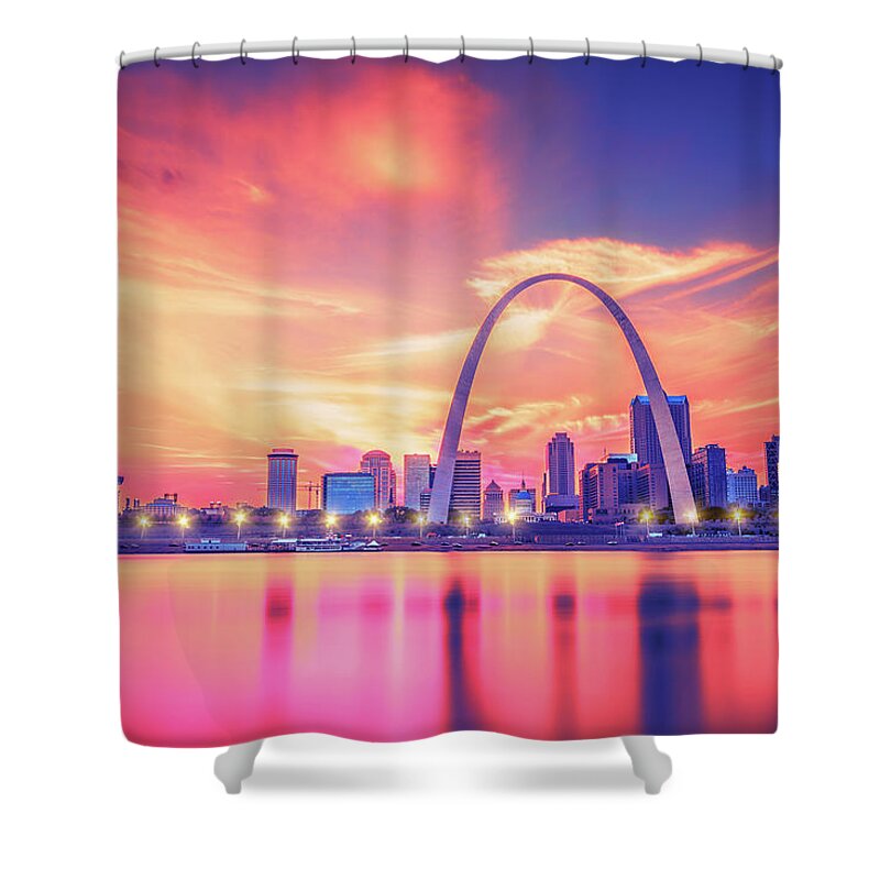 Stl Shower Curtain featuring the photograph Saint Louis In Pinks by Bill and Linda Tiepelman