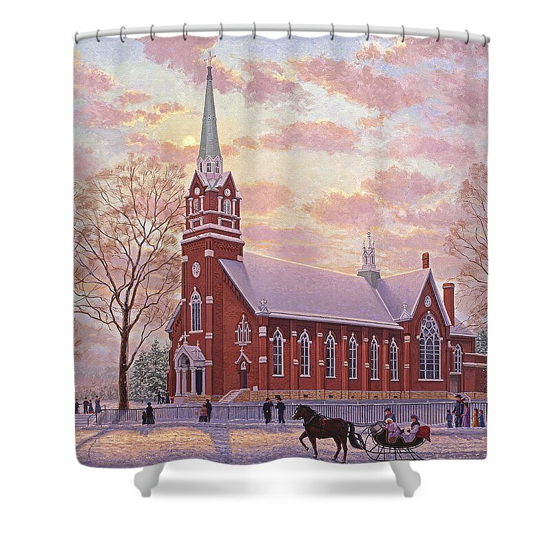 Schaefer Miles Shower Curtain featuring the painting Saint Peter and Paul Catholic Church by Kevin Wendy Schaefer Miles