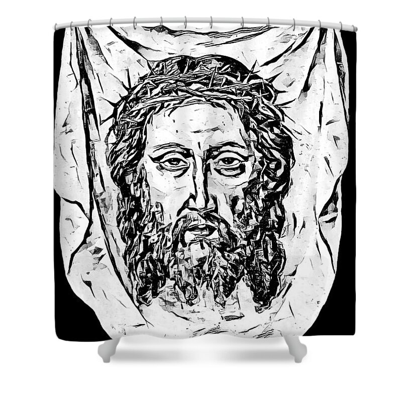 Jesus Shower Curtain featuring the photograph Saint Veronica Jesus Head by Munir Alawi