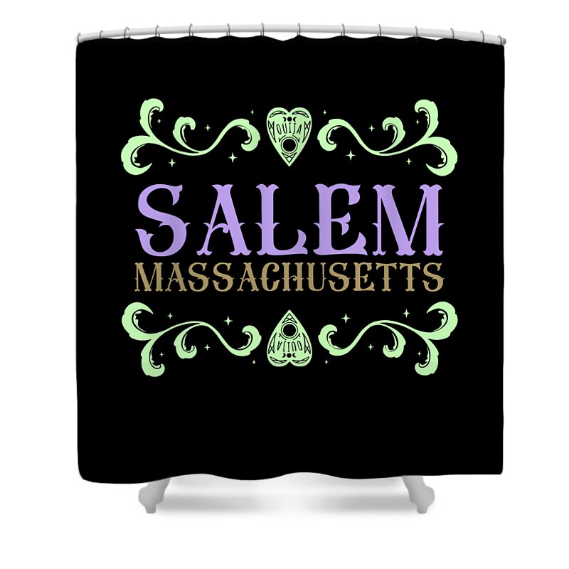 Halloween Shower Curtain featuring the digital art Salem Massachusetts Ouija Love by Flippin Sweet Gear