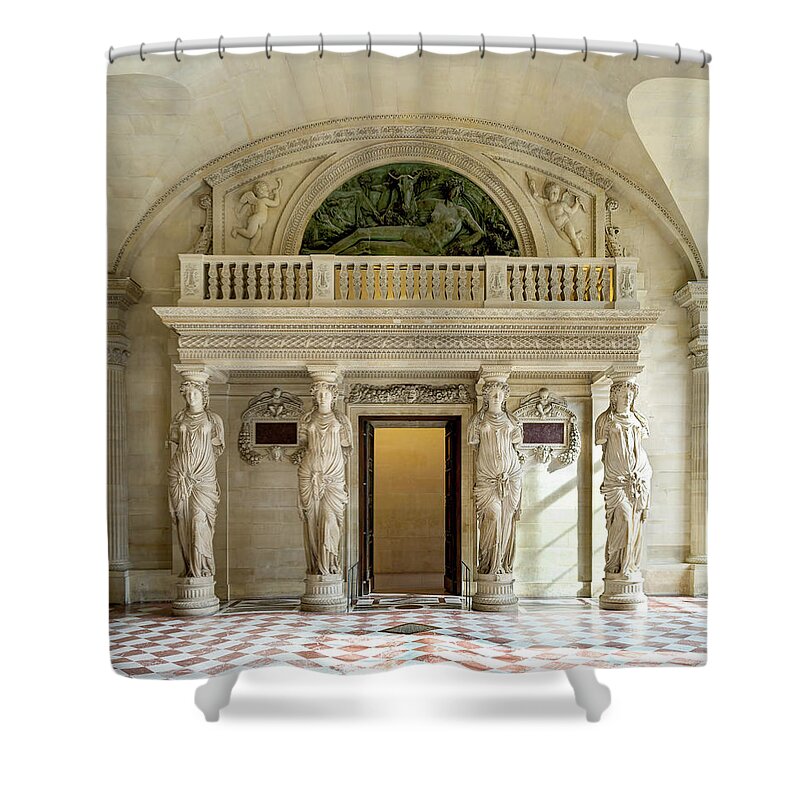 Room Of The Caryatids Louvre Paris Shower Curtain featuring the photograph Salle des Caryatides Louvre Paris 01 by Weston Westmoreland