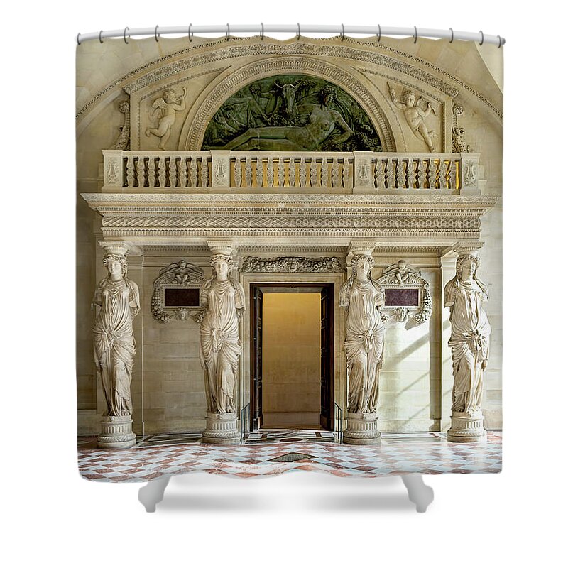 Room Of The Caryatids Louvre Paris Shower Curtain featuring the photograph Salle des Caryatides Louvre Paris 02 by Weston Westmoreland