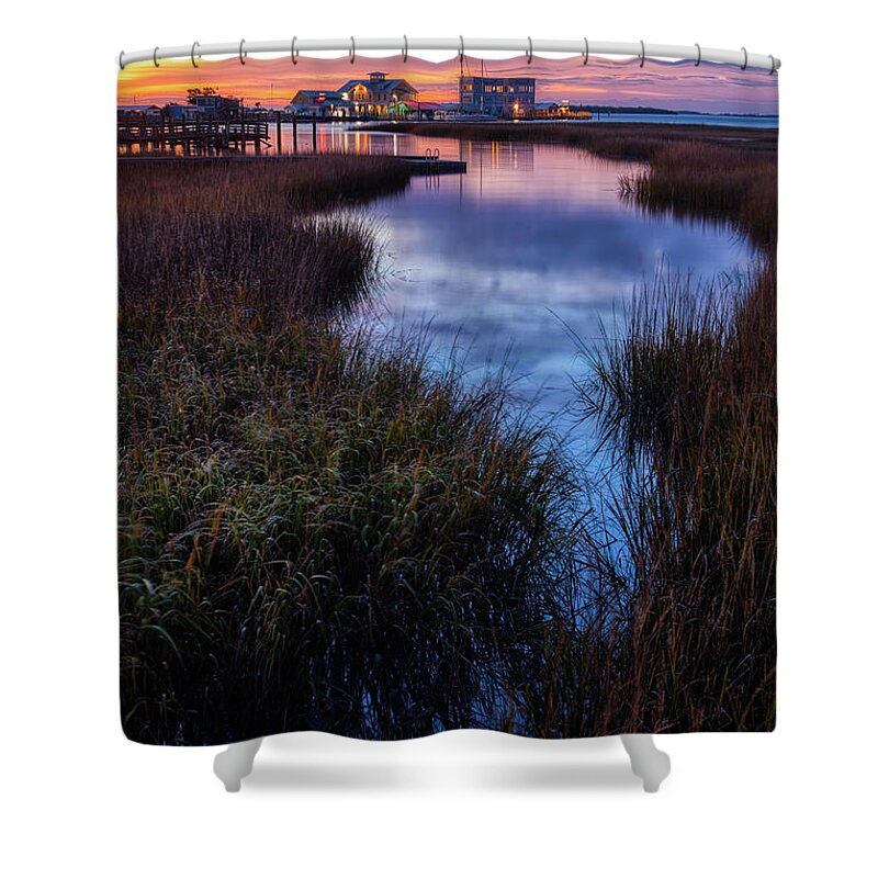 Southport Shower Curtain featuring the photograph Salt Marsh Sunrise by Nick Noble