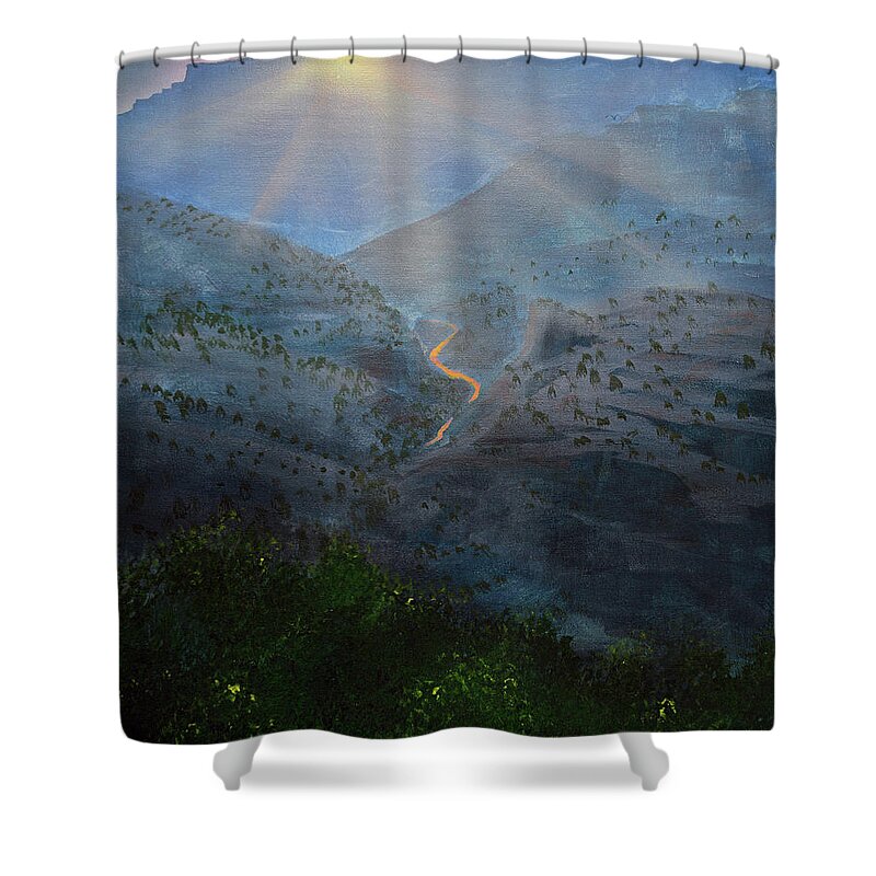 Salt River Shower Curtain featuring the painting Salt River Canyon Sunset, Arizona by Chance Kafka