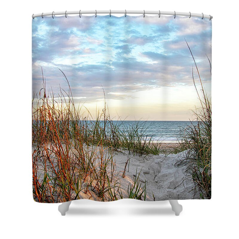 Beach Shower Curtain featuring the photograph Salter Path Beach Sunset - Bogue Banks North Carolina by Bob Decker