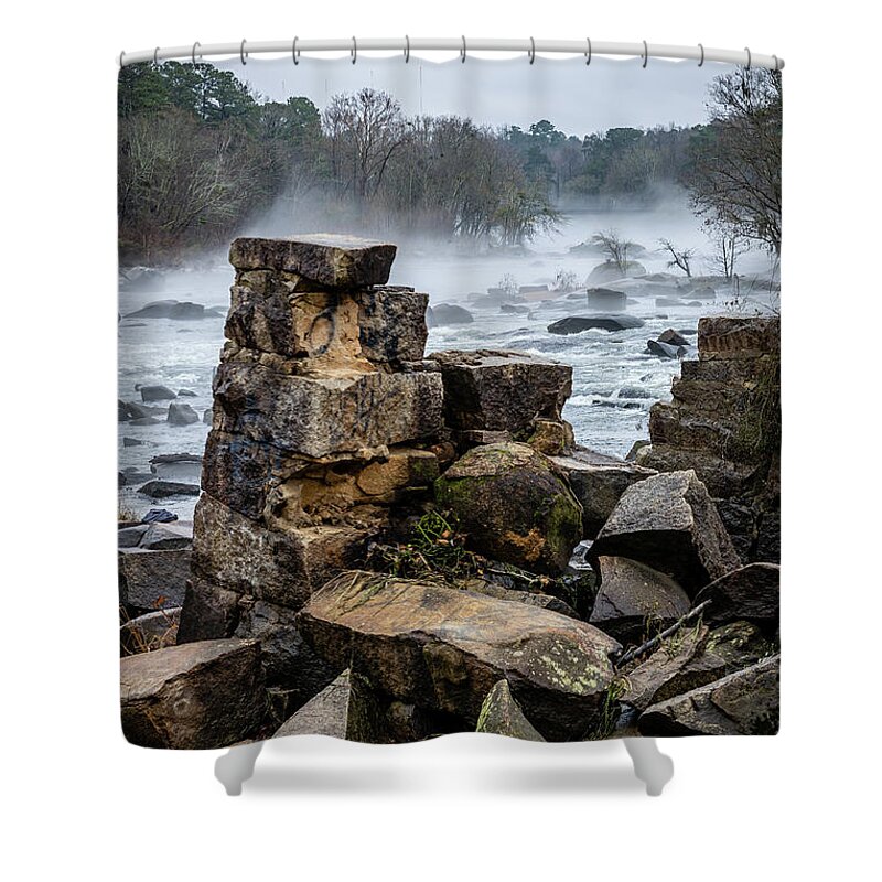 2022 Shower Curtain featuring the photograph Saluda Factory Ruins-1 by Charles Hite