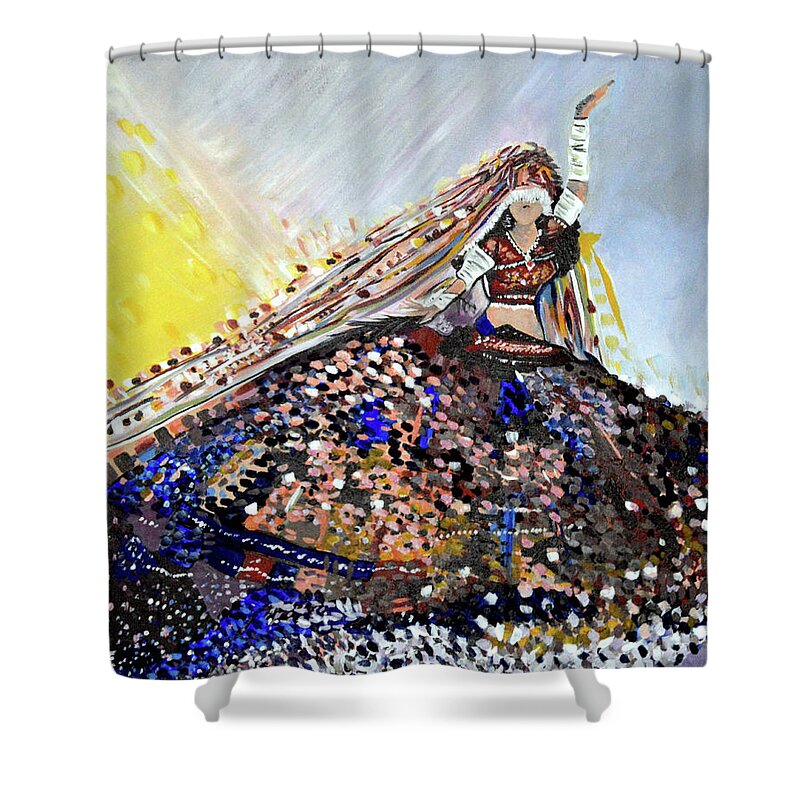 Exotic Shower Curtain featuring the painting Salute by Chiquita Howard-Bostic