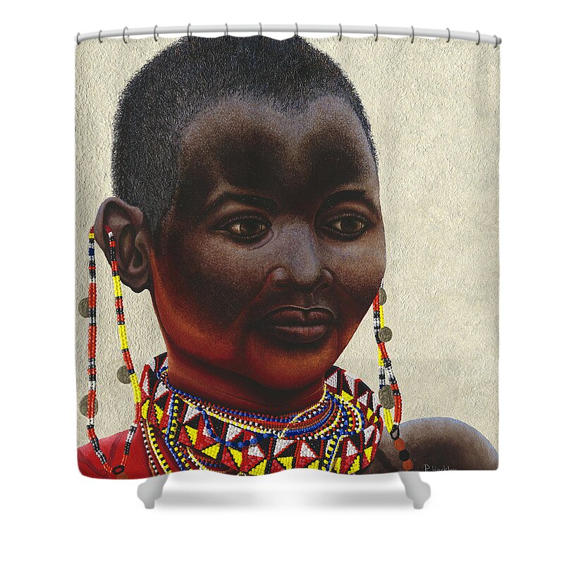 Samburu Shower Curtain featuring the painting Samburu tribal woman II by Russell Hinckley