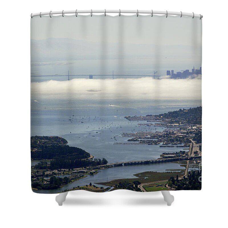 San Francisco Shower Curtain featuring the photograph San Francisco bay with fog by Rod Jones