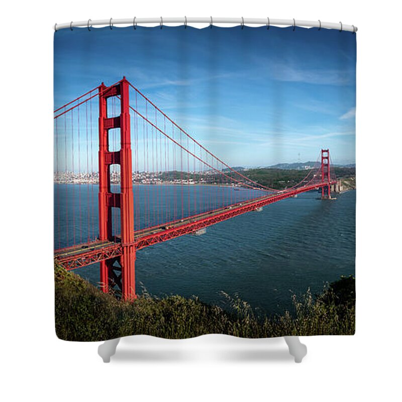 David Levin Photography Shower Curtain featuring the photograph San Francisco's Iconic Golden Gate Bridge by David Levin