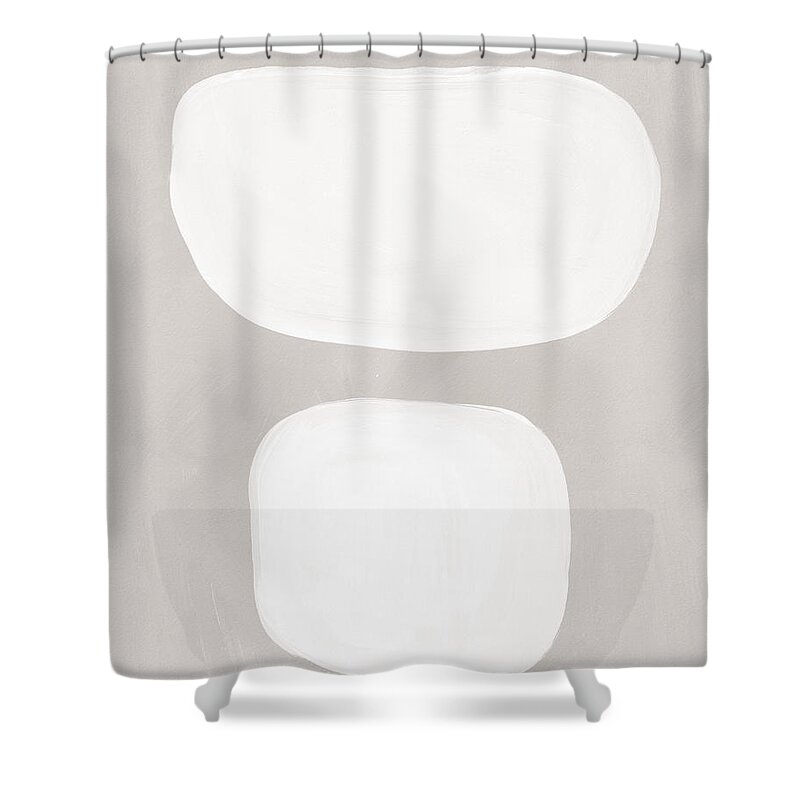 Abstract Shower Curtain featuring the mixed media Sand Stones- Art by Linda Woods by Linda Woods