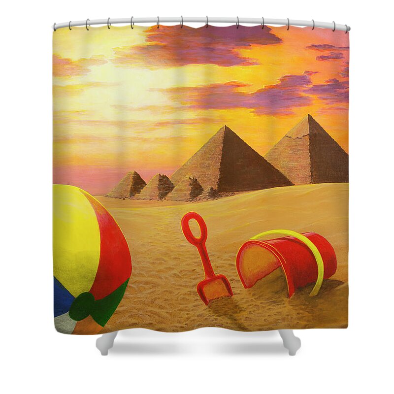 Sand Shower Curtain featuring the painting Sandcastles by Jack Malloch
