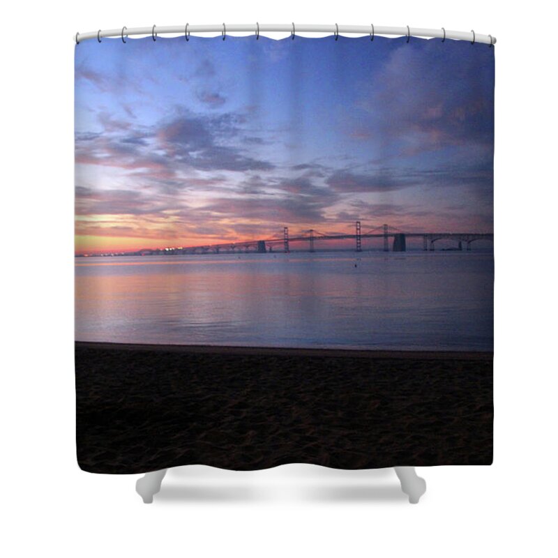 Maryland Shower Curtain featuring the photograph Sandy Point Blue by Carolyn Stagger Cokley