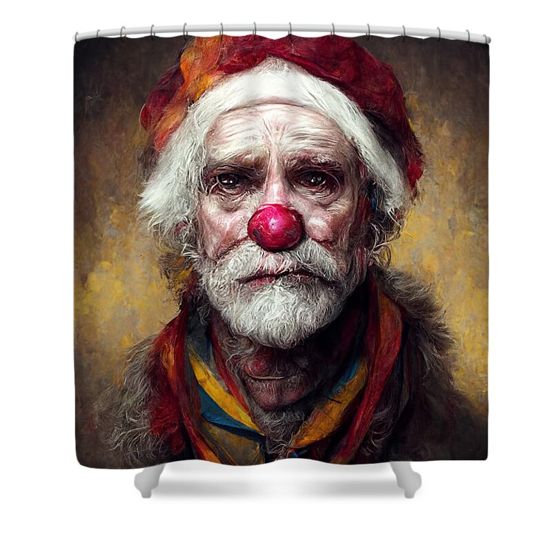 Santa Clown Shower Curtain featuring the digital art Santa Clown by Trevor Slauenwhite
