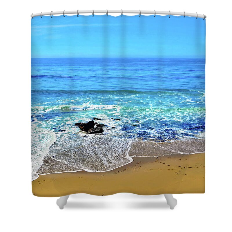 Beach Shower Curtain featuring the photograph Santa Cruz Private Beach by Marilyn MacCrakin
