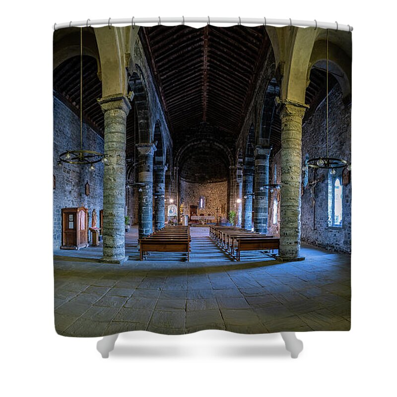 Cinque Terre Shower Curtain featuring the photograph Santa Margherita di Antiochia Church by David Downs