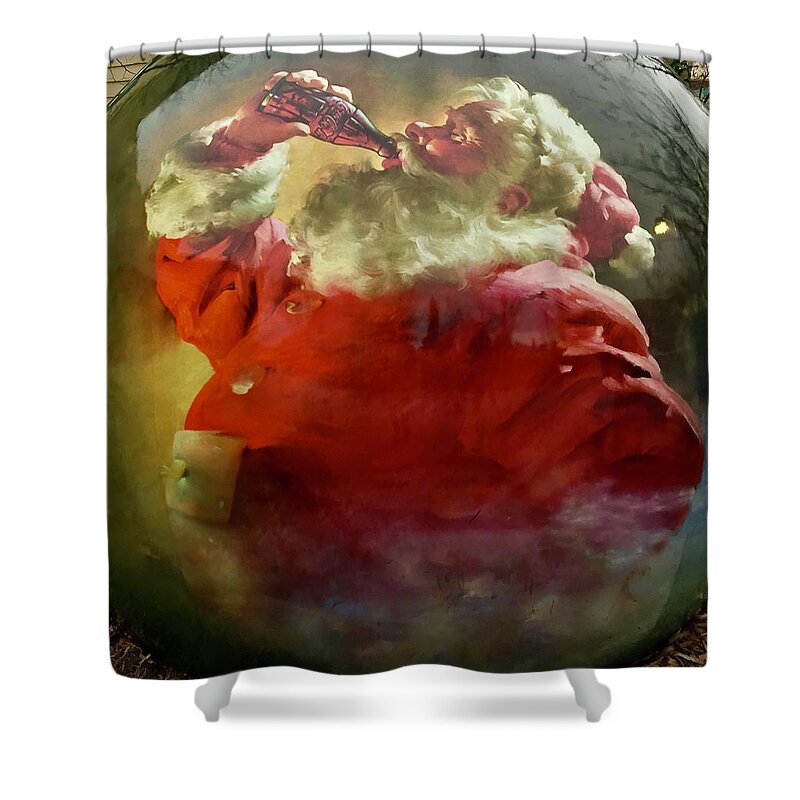 Christmas Shower Curtain featuring the photograph Santa with Coke by Bnte Creations