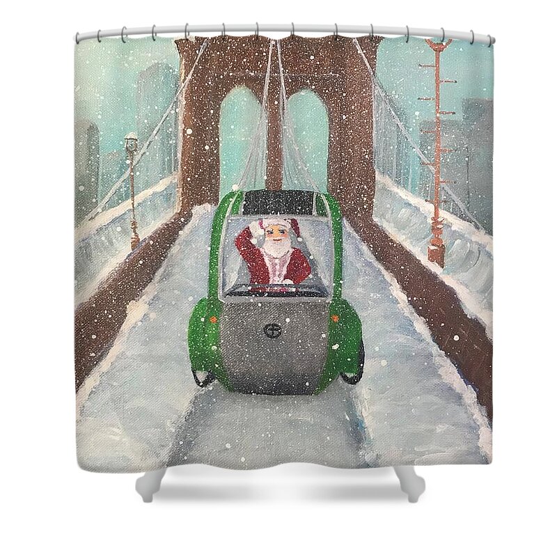 Organic Transit Shower Curtain featuring the painting ELF Scene 2020 by Deborah Naves
