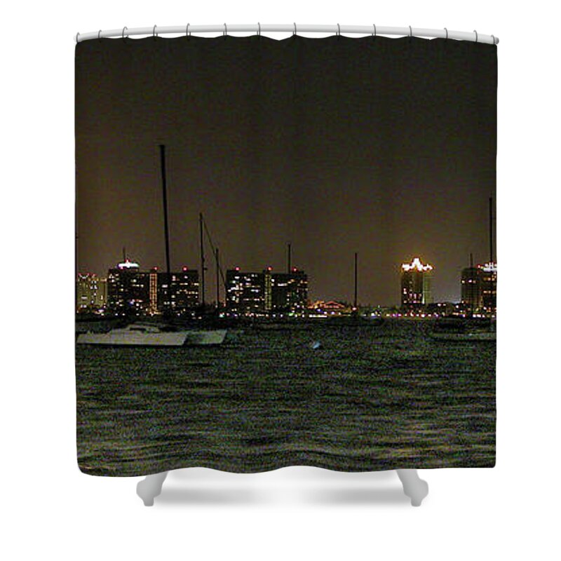 Landscape Shower Curtain featuring the photograph Sarasota at Night by Mariarosa Rockefeller
