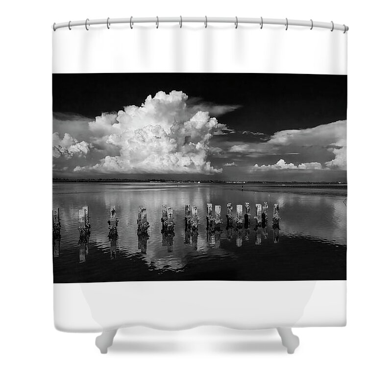 Black&white Shower Curtain featuring the photograph Sarasota Bay by ARTtography by David Bruce Kawchak