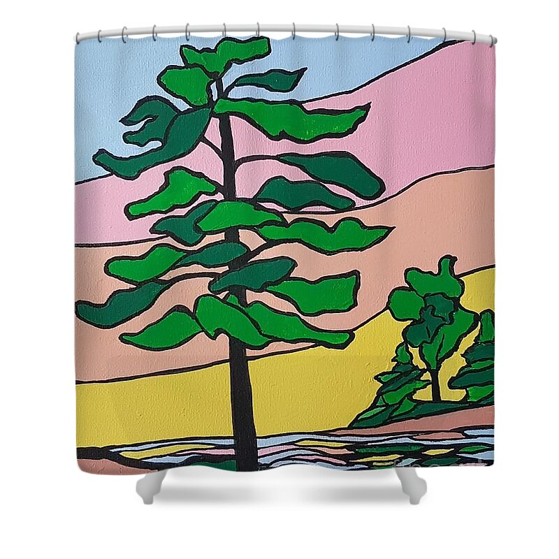 Landscape Shower Curtain featuring the painting Satisfied by Petra Burgmann