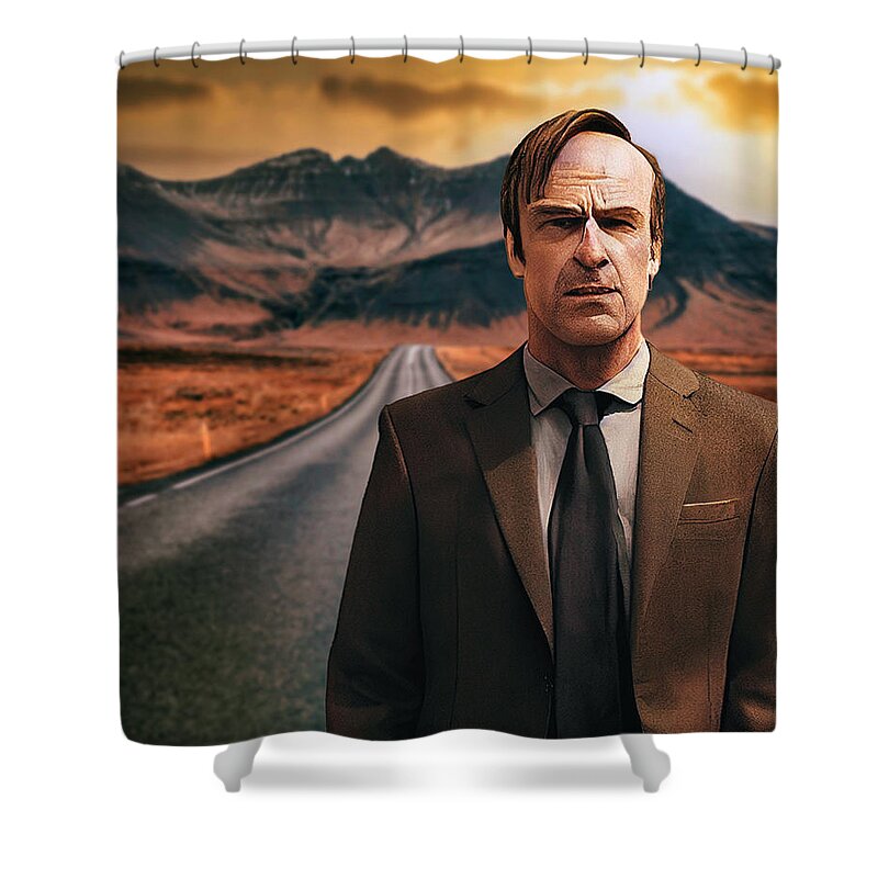 Figurative Shower Curtain featuring the digital art Saul On a Desert Highway by Craig Boehman