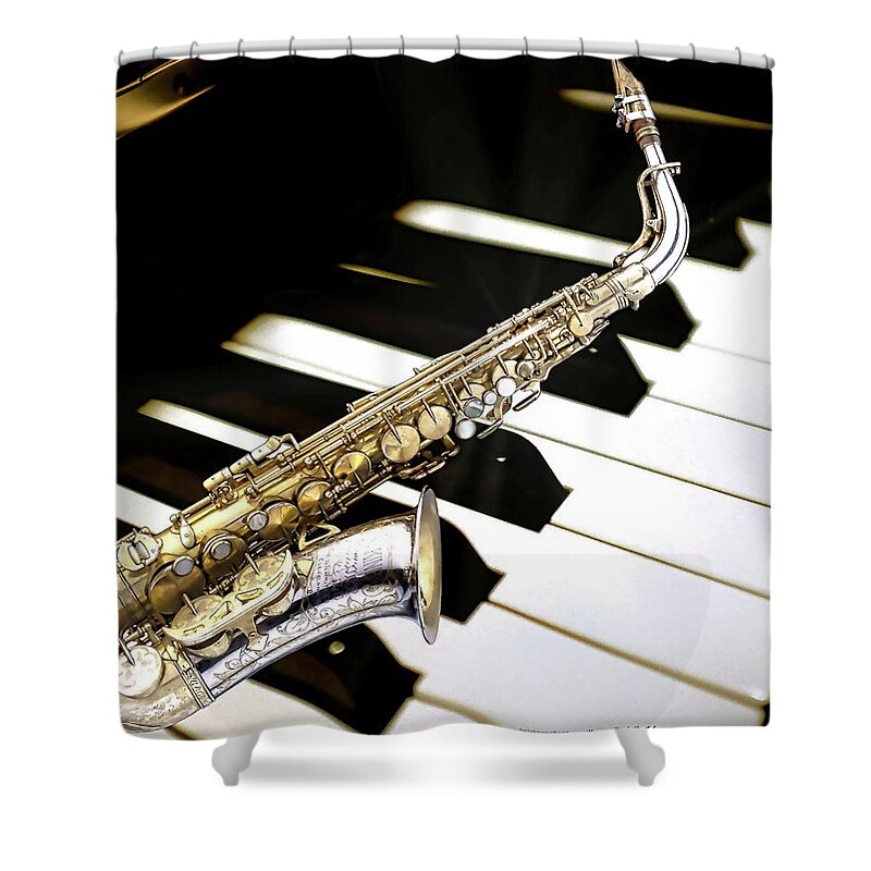 Saxaphone Shower Curtain featuring the digital art Sax Soul by Norman Brule