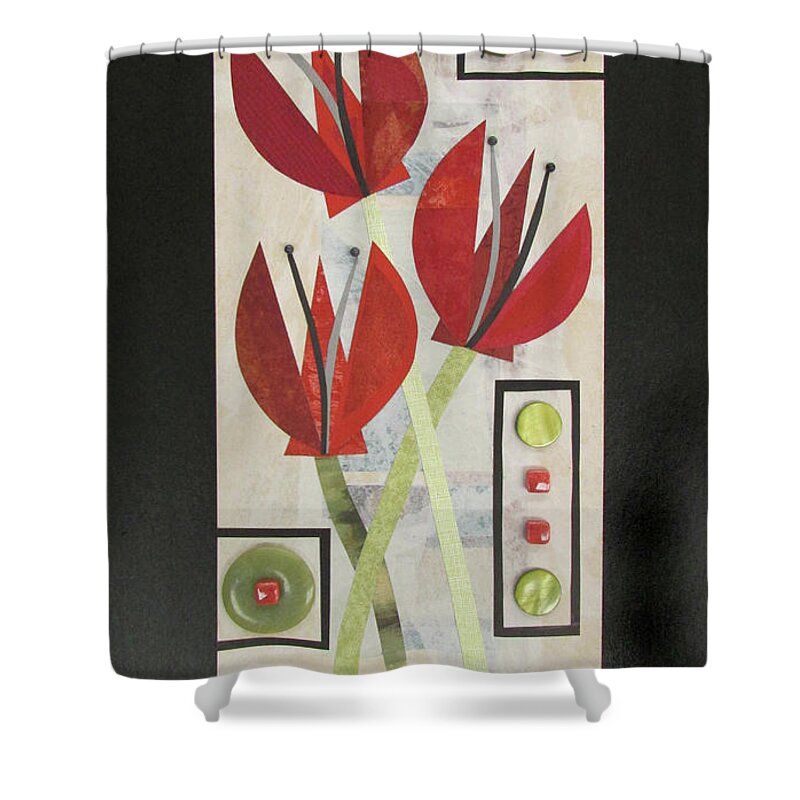 Mixed-media Shower Curtain featuring the mixed media Say it with Flowers by MaryJo Clark