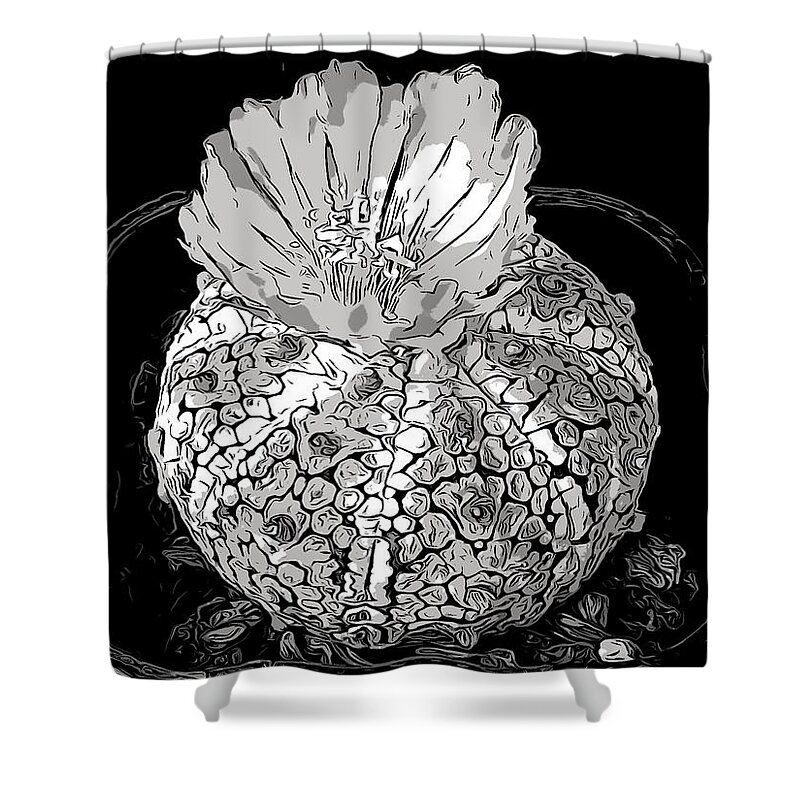 Cactus Shower Curtain featuring the digital art SB Cactus Flower 0004D14 by Selena Boron