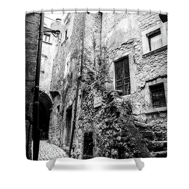 Italian Shower Curtain featuring the photograph Scanno, Italy - BW 24 by AM FineArtPrints