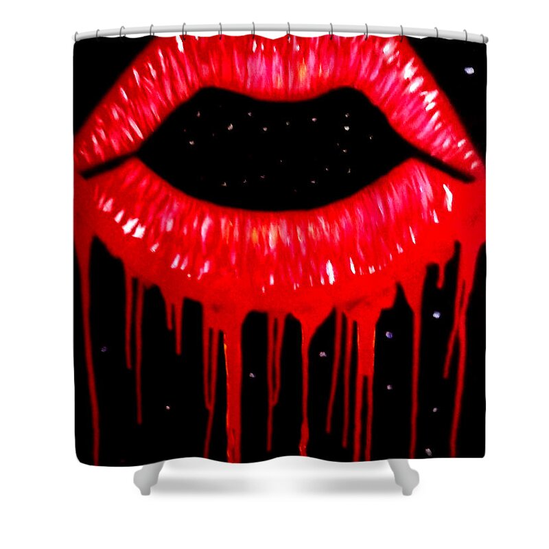Lips Shower Curtain featuring the painting Scarlett Lips by Anna Adams