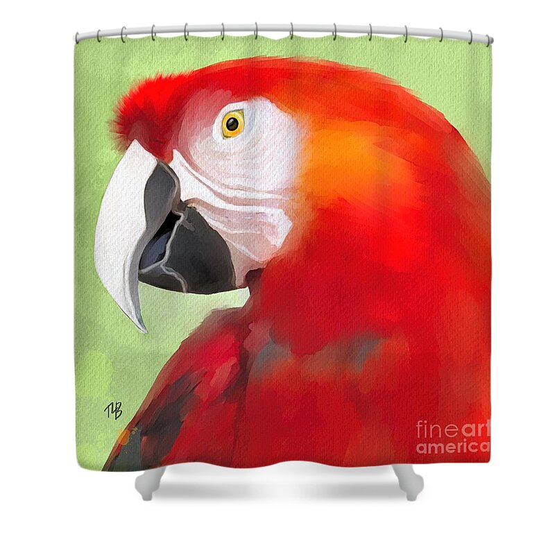 Parrot Shower Curtain featuring the painting Scarlett by Tammy Lee Bradley