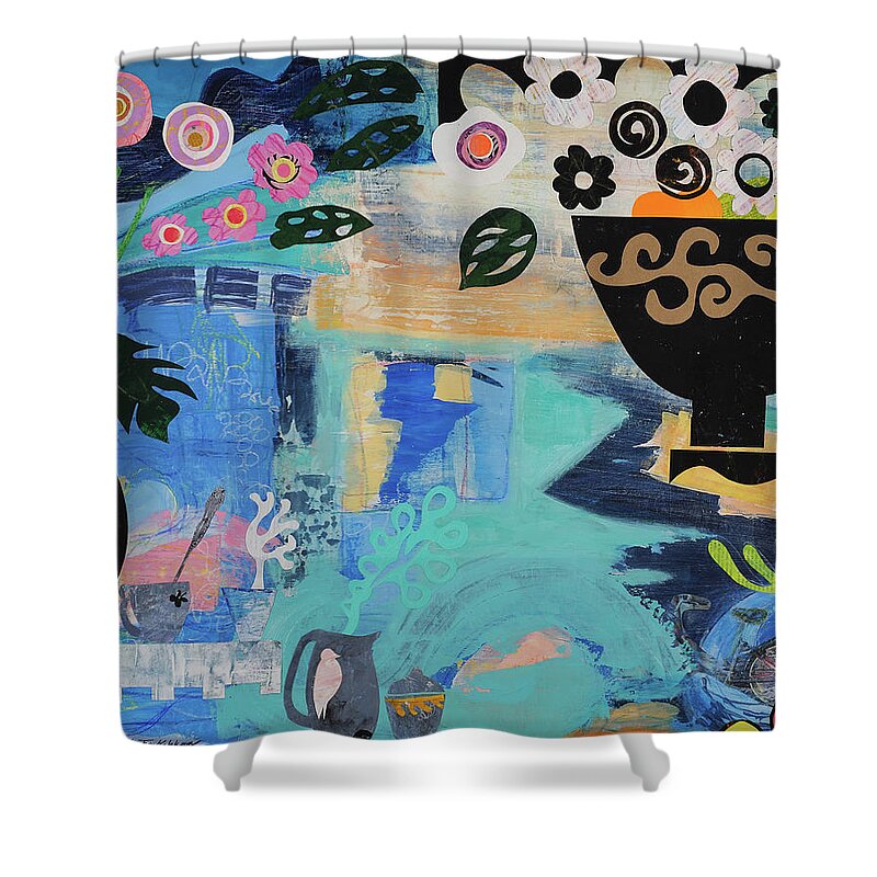 Scents Shower Curtain featuring the mixed media Scentsations by Julia Malakoff