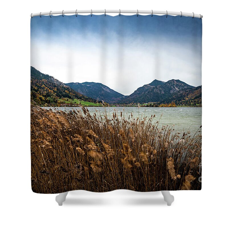 Schliersee Shower Curtain featuring the photograph Schliersee on a windy day by Hannes Cmarits