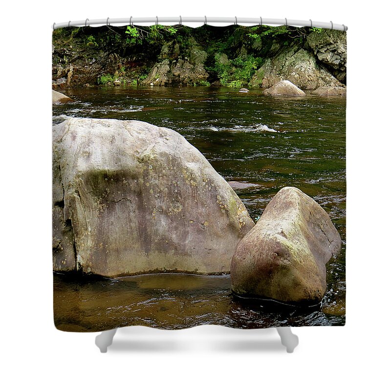 Stream Shower Curtain featuring the photograph Schoharie Rocks by Azthet Photography