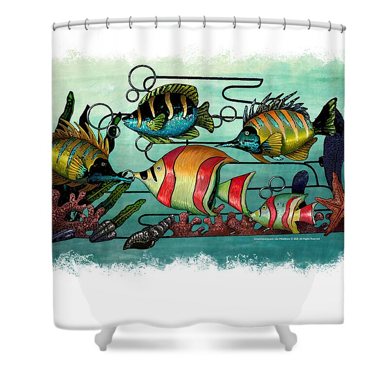  Shower Curtain featuring the painting School Of Fish by Lisa Middleton