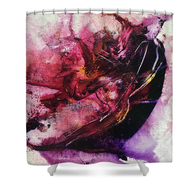 Abstract Art Shower Curtain featuring the painting Scorn Marauder by Rodney Frederickson