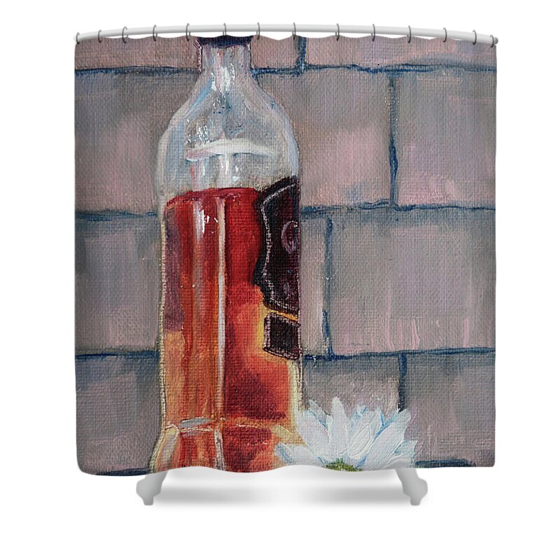 Liquor Shower Curtain featuring the painting Scotch Whiskey and Daisy by Trina Teele