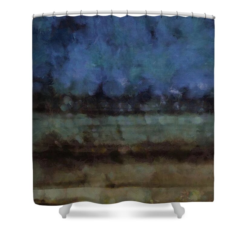 Sun Shower Curtain featuring the mixed media Sea and Sky Abstract by Christopher Reed