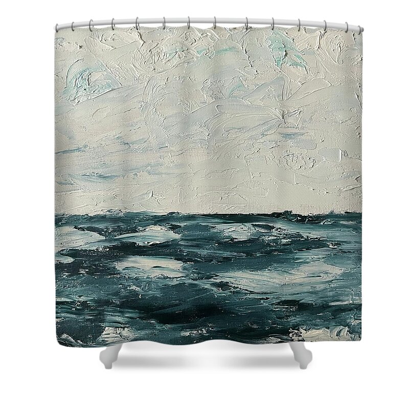Oil Painting Shower Curtain featuring the painting Sea and Sky by Lisa White